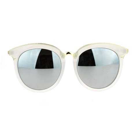 white oversized horn rimmed sunglasses.